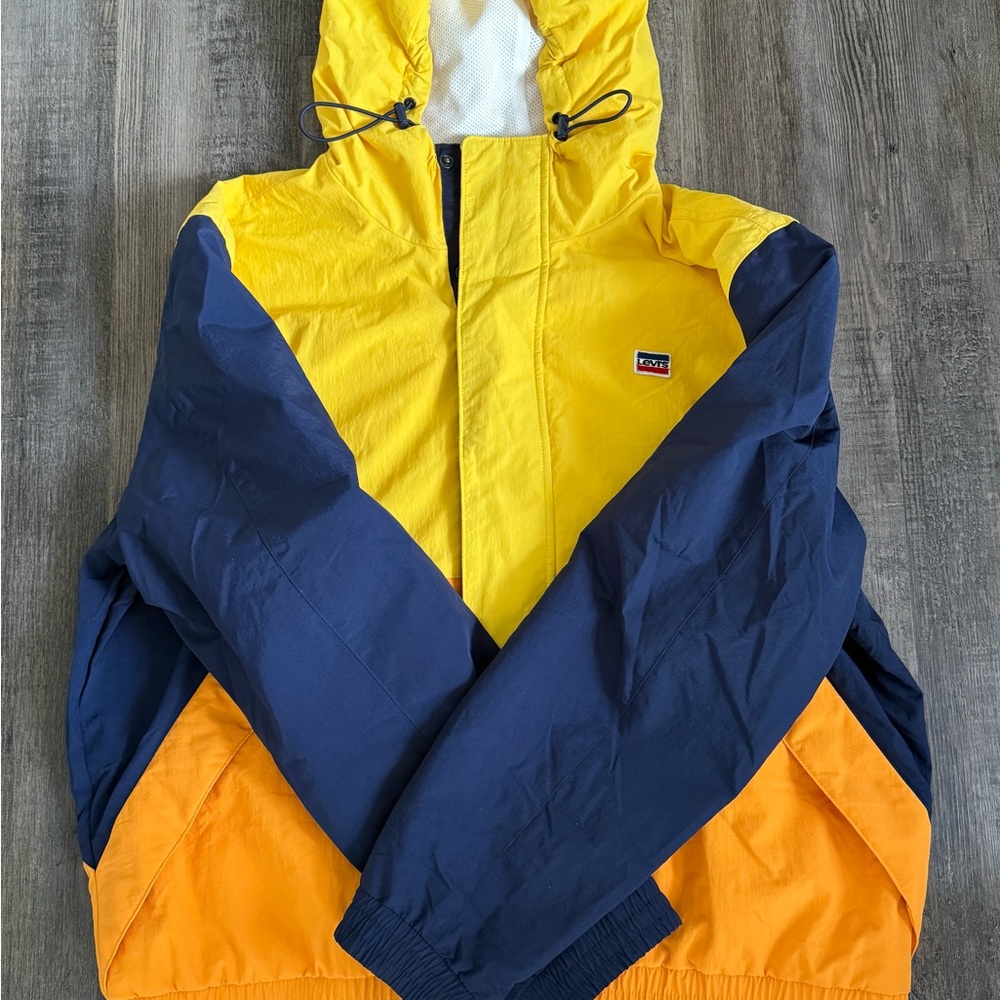 Levi's Vintage Men’s Large Yellow Navy Orange Colorblock Windbreaker Jacket